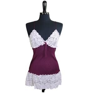 Mary Green San Francisco Slip Chemise 100% Silk Purple Lace Lingerie S